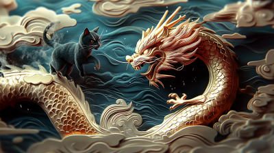 Dragon and Cat Battle