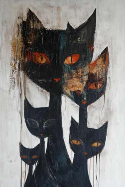 Abstract Cats on Canvas