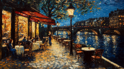 Paris Cafe at Night