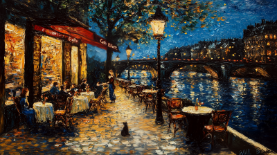 Paris Cafe at Night