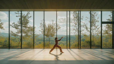 Tai Chi in Glass Building