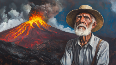 Elderly Man Amidst Eruption