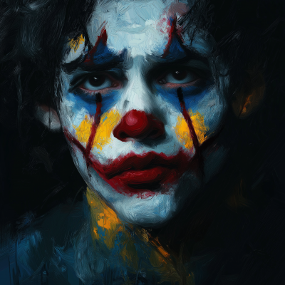 Sad Clown in Oil Painting Style