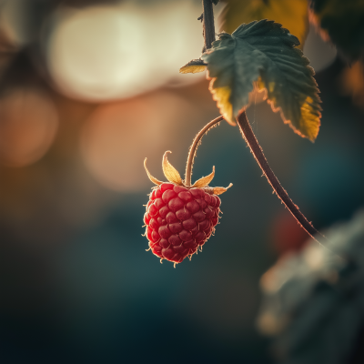 Raspberry on Blurry Background