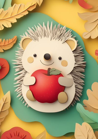 Cheerful Hedgehog with Apple