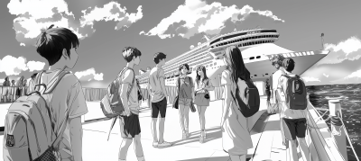 Teenagers by the Cruise Ship