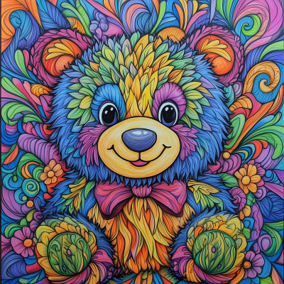 Vibrant Teddy Bear Coloring Page