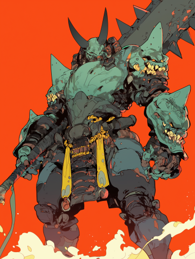 Armored Oni in a Dystopian World