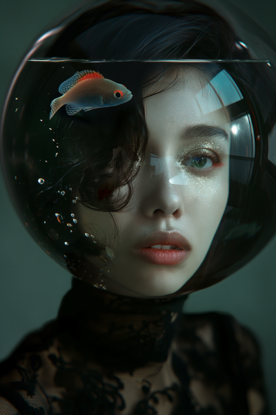 Supermodel in Fish Bowl