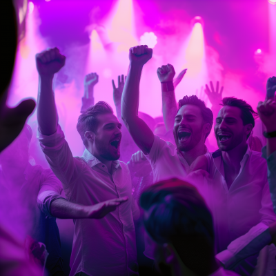 Cheering Men at Nightclub