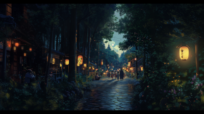 Nighttime Forest Village