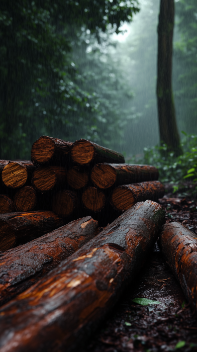 Freshly Cut Rosewood Logs