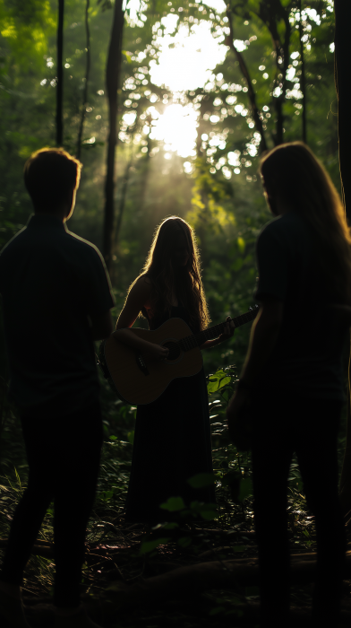 Silhouettes of Three People