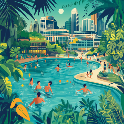 Vibrant London Swimming Area