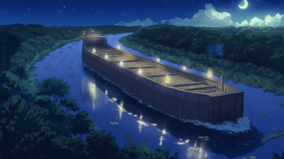 Nighttime Swamp Barge