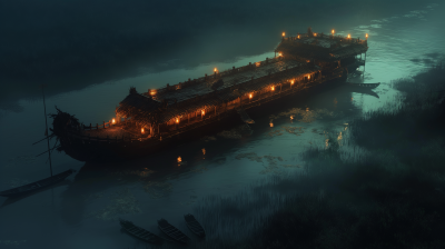 Nighttime Swamp Barge