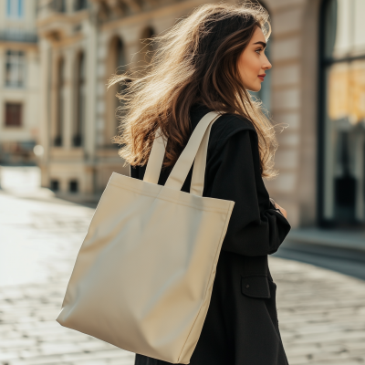 Woman with Tote Bag