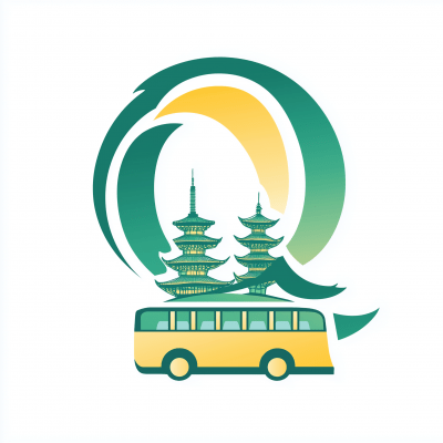 Green Smiling Logo with Pagodas