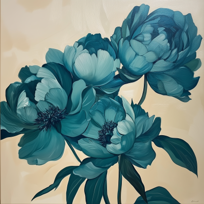 Teal Peonies