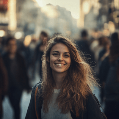 Happy Woman in the City