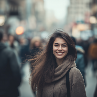 Smiling Woman in the City