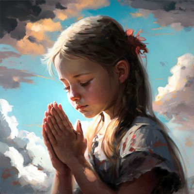 Girl Praying Under the Sky