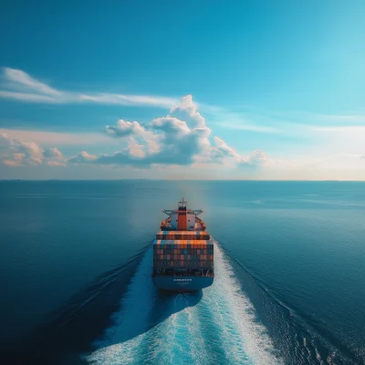 Cargo Ship at Sea