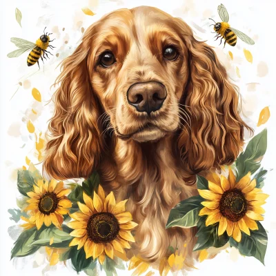 Golden English Cocker Spaniel Illustration