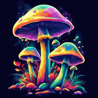 Colorful Cartoon Mushrooms