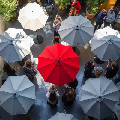 Vibrant Umbrella Gathering