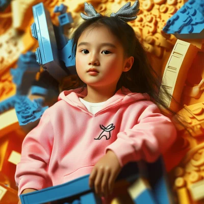 Lego Girl in Colorful Surroundings