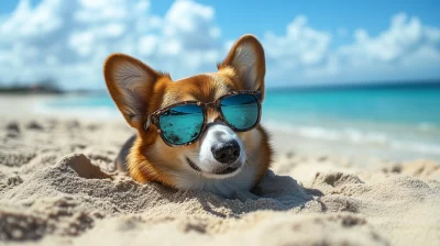 Corgi at the Beach