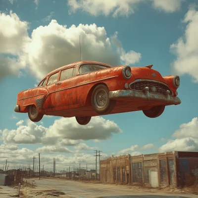 Flying Car in a Dramatic Scene