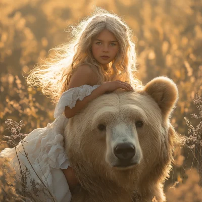 Girl Riding Grizzly Bear