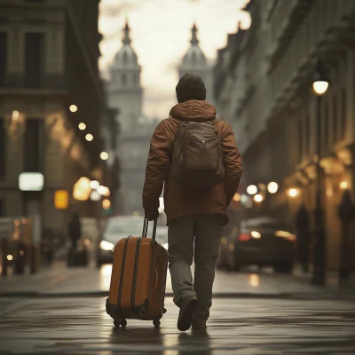 Person Walking with Luggage