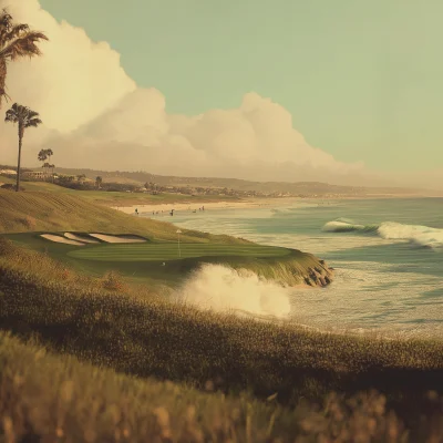 Vintage Golf Course with Surf Waves