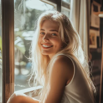 Blonde Beauty in Bathroom