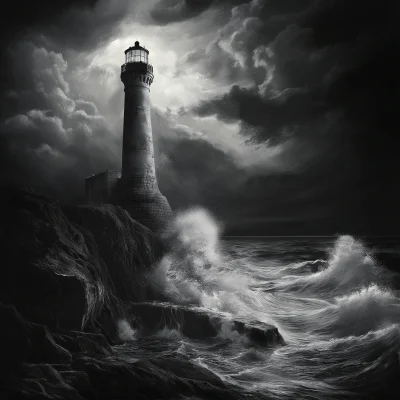 Dramatic Lighthouse Scene