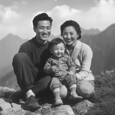 Smiling Family in the Mountains