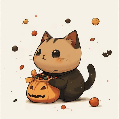 Halloween Cat and Candy