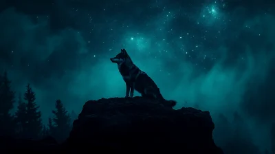 Lone Wolf at Night