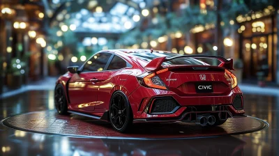 Red Honda Civic Close Up