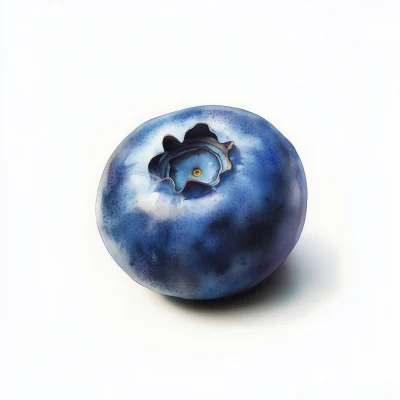 Single Blueberry Watercolor