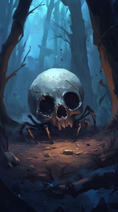 Cartoonish Skull in Woods