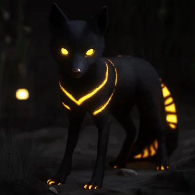 Glowing Black Fox