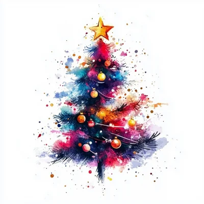 Abstract Watercolour Christmas Tree