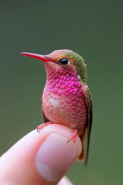 Pink Colibri on Finger