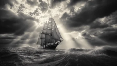 Pirate Ship on the Turbulent Sea