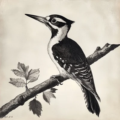 European Woodpecker Illustration