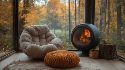 Cozy Armchair by the Fireplace